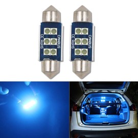 HSUN 36MM Festoon C5W LED Bulb,6411 6413 6418 6461 6486X DE3423 DE3425 6LED SMD3030 Chip for Interior Dome Reading Map Light,2 Pack,Ice Blue