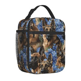VANZEV Insulated Lunch Box for Women Men, German Shepherd Dog Floral Lunch Box Reusable Portable Lunch Bag Cooler Tote Waterproof Lunch Container for Office Picnic Work Travel Hiking