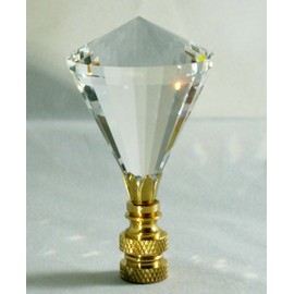 LAMP Finial-Stunning LEADED Crystal LAMP Finial-Clear Diamond/PB