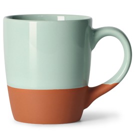 Smilatte Nice Ceramic Boss Tea Cup with Large Handle for Dad Men Women Unique Style for Any Kitchen, Green, 20 oz/600 ml