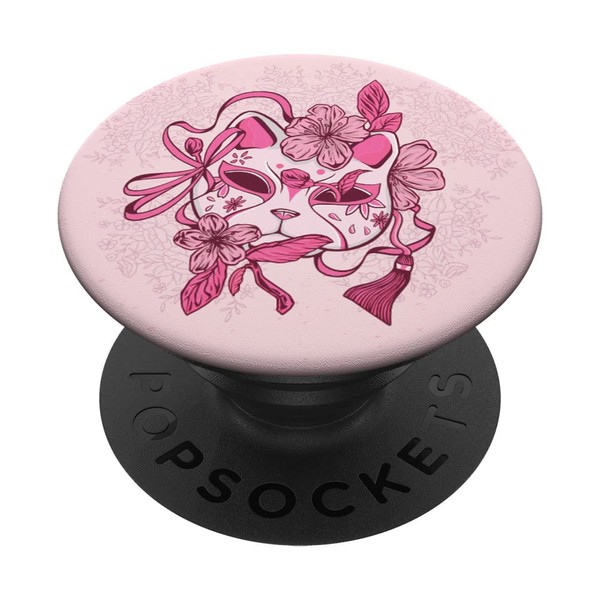 Kitsune Mask Sakura Cherry Blossom Flower Japanese PopSockets Swappable PopGrip
