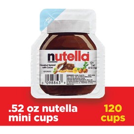 Nutella Chocolate Hazelnut Spread, Single Serve Mini Cups, Perfect Topping for Pancakes, Great for Holiday Recipes, .52 oz, 120 Count