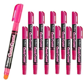 12 x Artline Candy Crystal Crayon Dry Gel Highlighter Marker Pens, for Thin Bible, Copy or Fax Paper (Inkjet safe) (PINK)