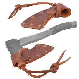 Leather Hatchet Sheath Axe Holster, Buffalo Hide Axe Head Cover with Belt Loops Axe Protector (Blade A: 3" ~ 3 3/8", Brown)