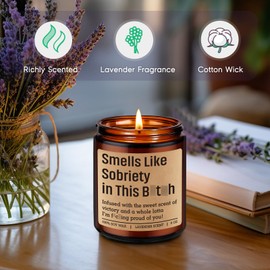 GSPY Smells Like Sobriety Candle - Sobriety Gifts for Women, Men - 2 Year Anniversary, 1 Year Sober Gifts Ideas - Funny Birthday, Sober Celebration, Recovery, Proud of You Present for Her, Him