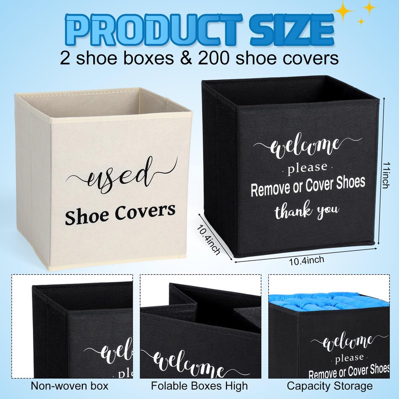 Tiangrid 200 Pcs Disposable Shoe Covers with 2 Pcs Collapsible