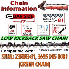 Rotary COPPERHEAD 20" BAR & CHAIN for STIHL MS271 23RM3-81 3695 005 0081, 3003 812 3321