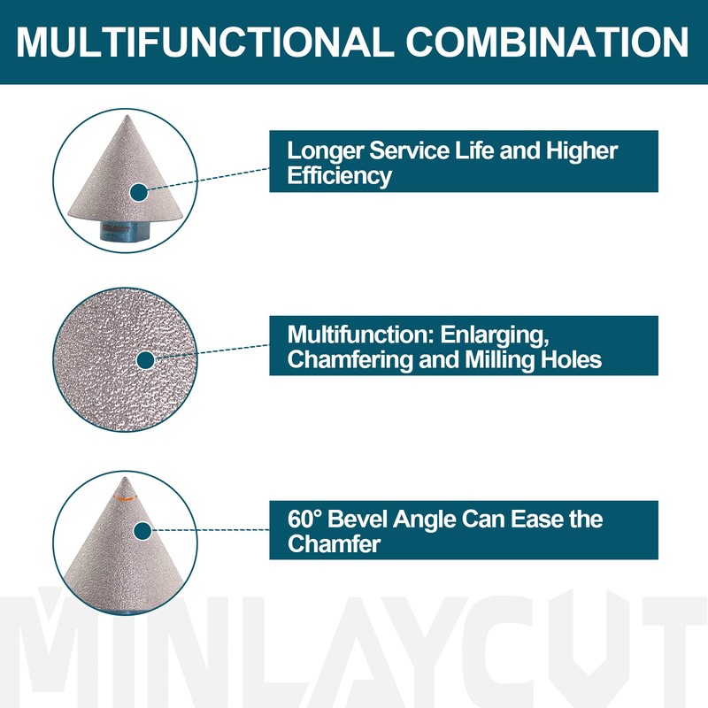 MINLAYCUT Diamond Cone Tile Bit 50mm Beveling Chamfer Bits Countersink