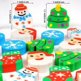 40 Pcs Large Christmas Erasers Bulk Christmas Tree Santa Snowman Snowflake Eraser Assortment Big Novelty Eraser Desk Pets for Party Favors Homework Rewards