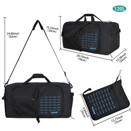 Foldable Travel Duffle Bag,Duffle Bag with Shoes Compartment and Adjustable Strap,Large Packable Travel Bags for Men Women, Black, 120L