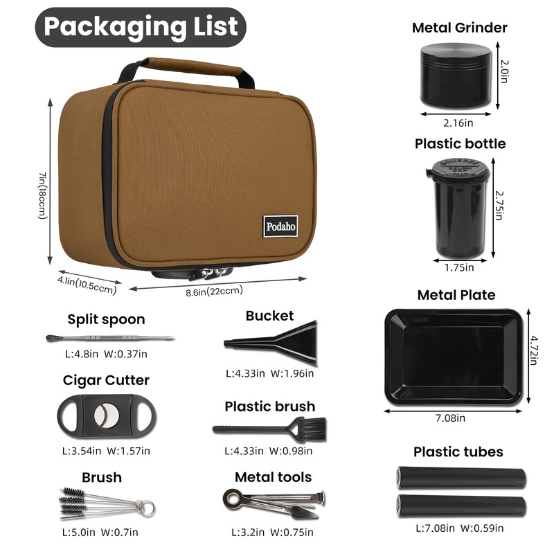 PODAHO Brown Travel Odorless Bag with 10PCS Accessories, Portable Smell