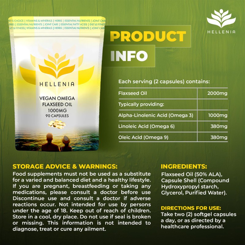 Flaxseed Oil Capsules 1000mg | High Strength Supplement with Omega