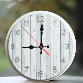 Rustic Farmhouse Wall Clock Home Decor Vintage Shabby Chic Style 10-Inch Wooden Wall Clock, Silent Movement, Battery Operated (AA Batteries Not Included), Artistic Home Decor, Perfect for Home Accents