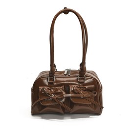 Makukke Handbag Women's Small PU Leather Shoulder Bag Y2K Shoulder Bag with Bow Cute Ita Bag Japanese Aesthetic Bag for Women Dating Party Shopping, brown