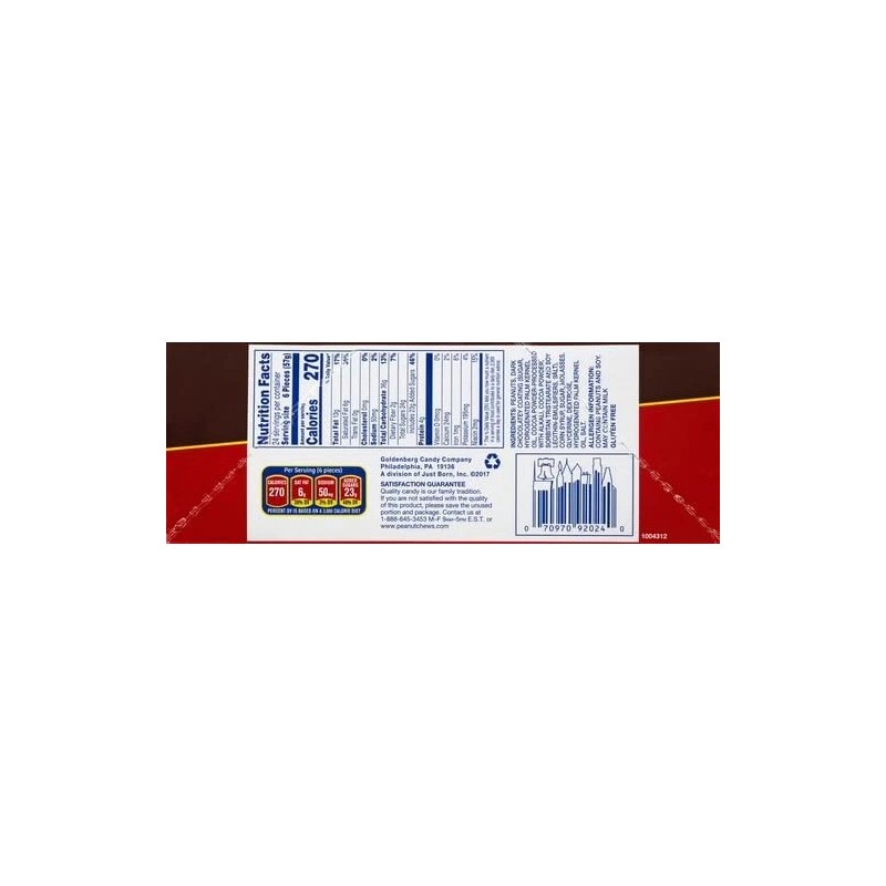 Just Born Goldenberg’s Peanut Chews Original Dark Candy Bars, 2