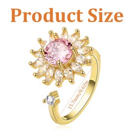 Anxiety Ring Spinner Rings Anti-Stress Ring Adjustable Fidget Rings Women Gold Plated Spinner Mood Ring Cubic Zirconia Sunflower Daisy Rings Style C