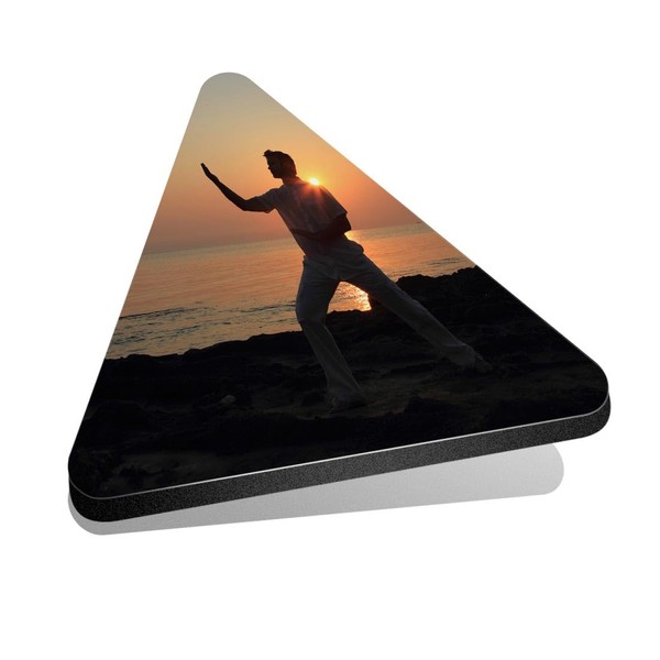 1x Triangle MDF Magnet 6cm - Beach Thai Chi Calm