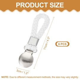 sourcing map 6 Pcs Tea Towel Clips with Cotton Loop for Hanging, 4.3 Inch Metal Towel Hooks Multipurpose Cloth Hangers for Home Kitchen Bathroom, White(Round)