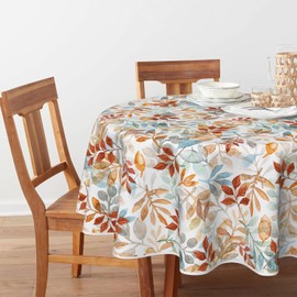 Artoid Mode Leaves Autumn Table Cloth, Round 120 cm Fall Decorative Table Cover Protector For Party Home Table Decorations
