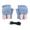 USB Heated Knitted Flap Gloves Half Finger 5V Winter Heating