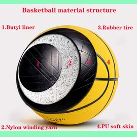 MINDCOLLISION 5/6/7 Smile Basketball, Women's PU Soft Leather Basketball, Good Dribbling and Shooting Feel, Birthday Gift, Suitable for Indoor and Outdoor Use. (8 Colors),Yellow,No.6