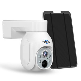 Hiseeu Solar Security Camera Outdoor, 4MP Wireless WiFi Camera, PTZ 360° View, PIR Motion Detection, Color Night Vision, IP66, 2-Way Audio, Compatible with Alexa