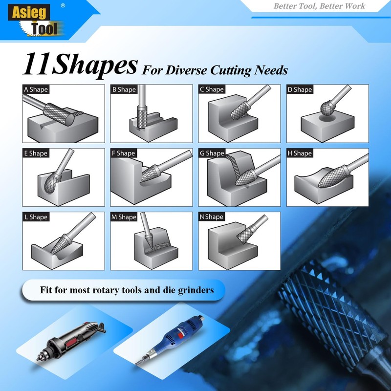 SH-5L6 Tungsten Carbide Burr Rotary Lengthened File Flame Shape Double