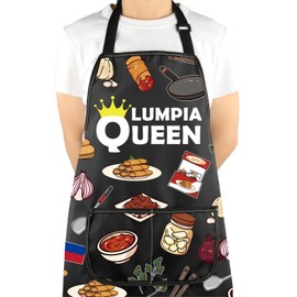 VAMSII Lumpia Queen Apron With Pockets Filipino Food Lover Adjustable Apron Lumpia Lover Gift Spring Roll Lover Gift (Lumpia Queen A C)