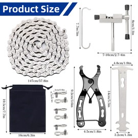 Spetsbst Bicycle Chain 6/7/8 Speed Bicycle Chain 116 Links Bicycle Chain Tool Set with Chain Riveter and Bicycle Bicycle Link Pliers for Mountain Bike Steel Bike Chain