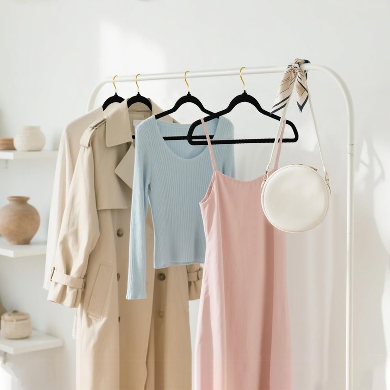 ManGotree Velvet Coat Hangers with 360° Swivel Gold Hook, Non-Slip