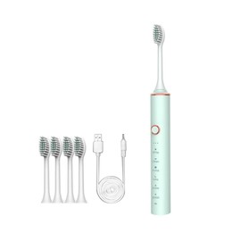 Electric Toothbrush Soft Bristle USB Charging Highly Efficient Sonic Electric Toothbrush for Women Men Green