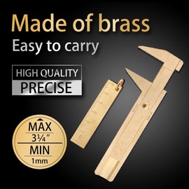 Mini pinza de latón de 80 mm, herramienta de medición deslizante portátil para medir piedras preciosas y componentes de joyería (1 pinza y 1 regla de latón de 60 mm)