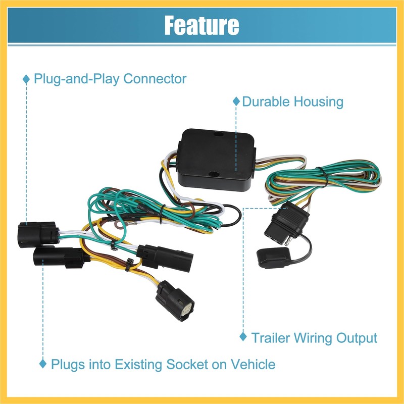 REPAIROCK 1 Set 118494 4-Pin Trailer Wiring Harness for Ford