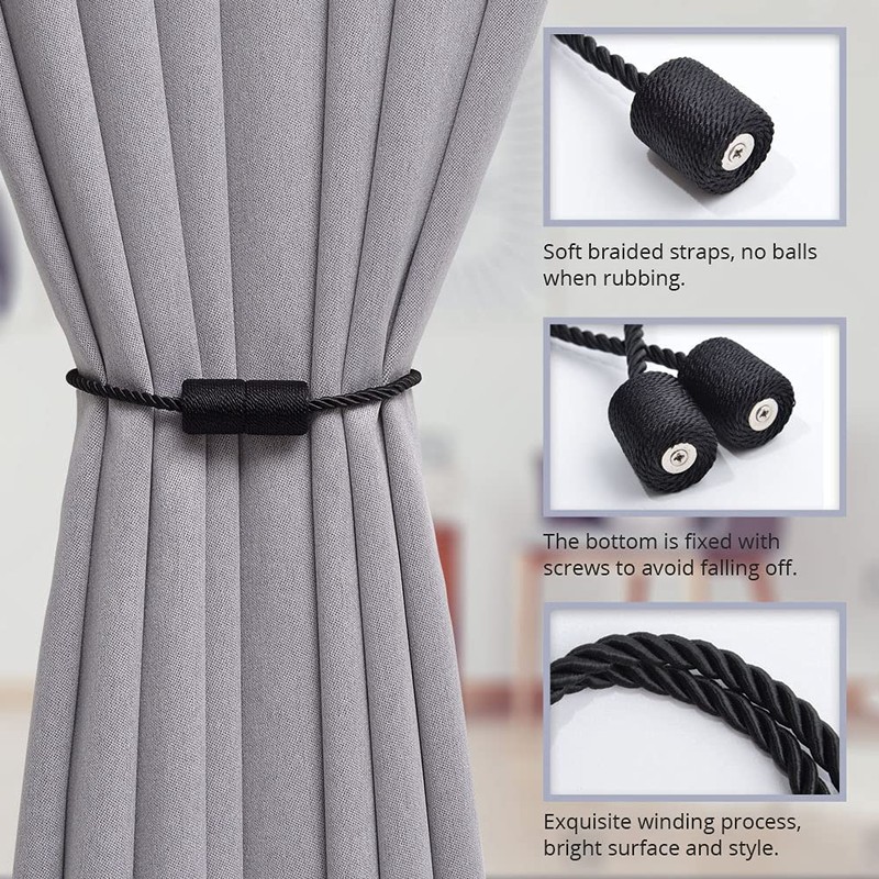 Pretty Jolly 2 Pack Magnetic Curtain Tiebacks 16 Inch Handmade