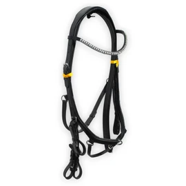 Aces Equine LEATHER ANATOMICAL HORSE BRIDLE DESIGNER PEARL BROWBAND WITH FREE REINS (X-FULL) (BLACK)