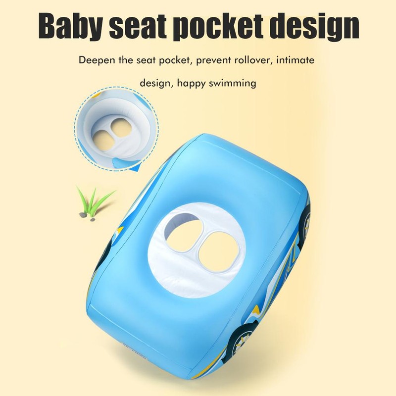 Baby Inflatable Pool Float with Canopy Car Shaped Baby Swim