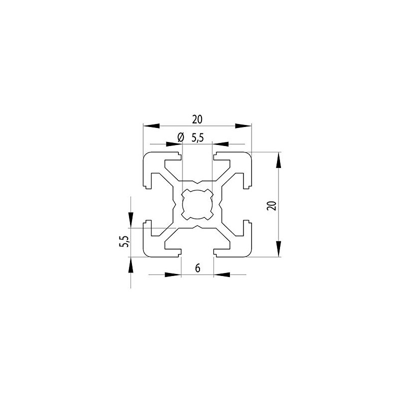Aluminium Profile 20 x 20 L B-Type Nut 6 (Light),