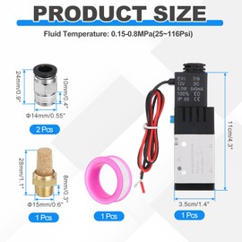 MECCANIXITY 1/4 Inch Pneumatic Valve 12V, 3 Way 2 Position Electric Air Solenoid Valve Manual Control Outlet Wire