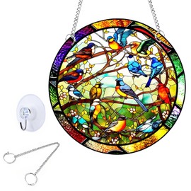 Hummingbird Sun Catcher, 20 cm, Double-Sided Acrylic Window Suncatcher with Chain for Hanging and Suction Cup, Stained Bird Suncatcher for Windows, Patio, Wall, Home and Garden (Hummingbird Model)