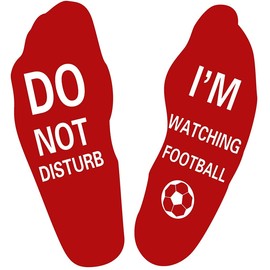 DO NOT DISTURB,I'M WATCHING FOOTBALL Socks,Letter Print Slipper Socks,Novelty Funny Sayings Cotton Socks For Men Wome (Red)