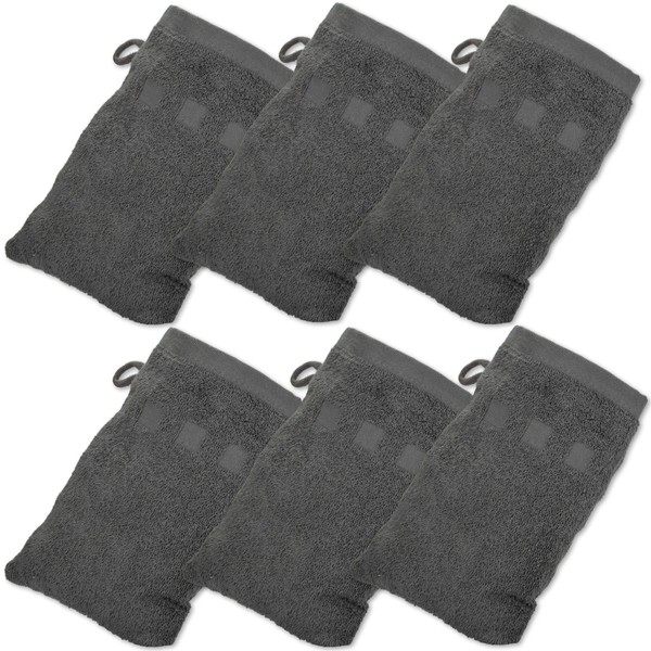 Made Easy Kit Bath Mitts - Pack of 6 - (15.24 CM x 22.86 CM) European Style Washcloth by MEK (Charcoal, 15 CM x 23 CM)