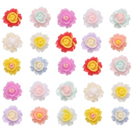 CoCud Mini Resin Flower, 0.22" Diameter, Miniature Tiny Flower Charm Dollhouse Rose Multicolored - (Applications: for Fairy Garden Dollhouse DIY Crafts Nail Jewelry Making), 100-Pieces