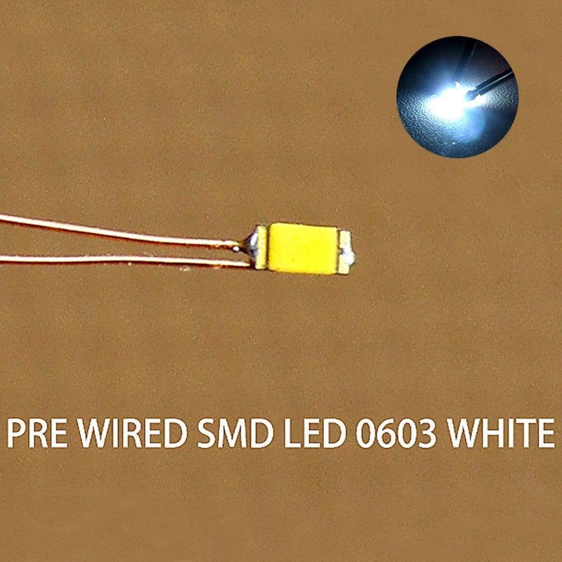 20pcs Pre-Wired Micro 0.1mm Copper Wired SMD LED 0603 C0603W-20