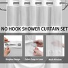 JYhoney White No Hook Shower Curtain with Snap in Liner,