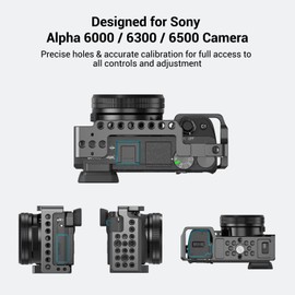 SmallRig Camera Cage for Sony A6000/A6300/A6500 ILCE-6000/ILCE-6300/ILCE-A6500/Nex-7 with 1/4" 3/8" Mounting Points and Built-in Cold Shoe - 1661