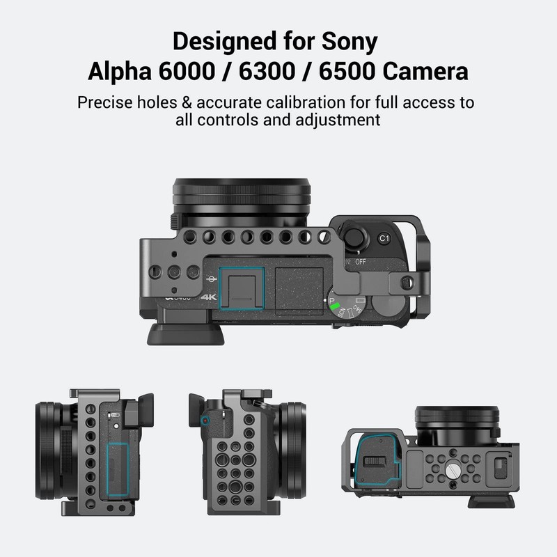 SmallRig Camera Cage for Sony A6000/A6300/A6500 ILCE-6000/ILCE-6300/ILCE-A6500/Nex-7 with 1/4" 3/8"