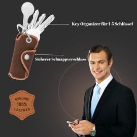 Bodesa Valore Premium Quality Key Bag Made of Genuine Leather, Key Case with Shopping Trolley Remover, Key Organiser for 1-5 Keys, Key Ring with Bottle Opener, Brown special design