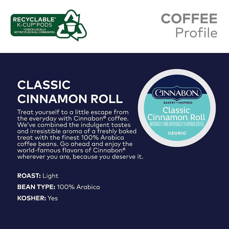Cinnabon Classic Cinnamon Roll Keurig Single-Serve K-Cup Pods, Light Roast,