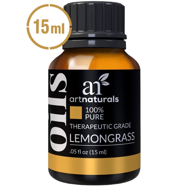 ArtNaturals 100% Pure Lemongrass Essential Oil - (.5 Fl Oz / 15ml) - Undiluted Therapeutic Grade - Soothe Cleanse and Purify