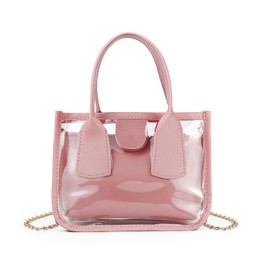 AfitLulu Women's Cross-Body Bags with Removable Bag Insert and Chain Shoulder Strap, Shoulder Bags Small Handbags for Women Transparent Crossbody Bag for Phones Cosmetics Purse (Pink)